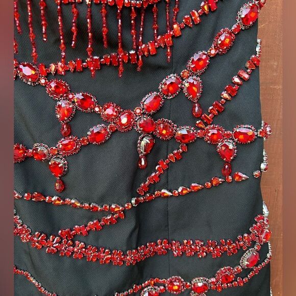 RETROFETE Prae Black Red Crystal Bustier Corset Embellished Dress size small NWT - Picture 10 of 13